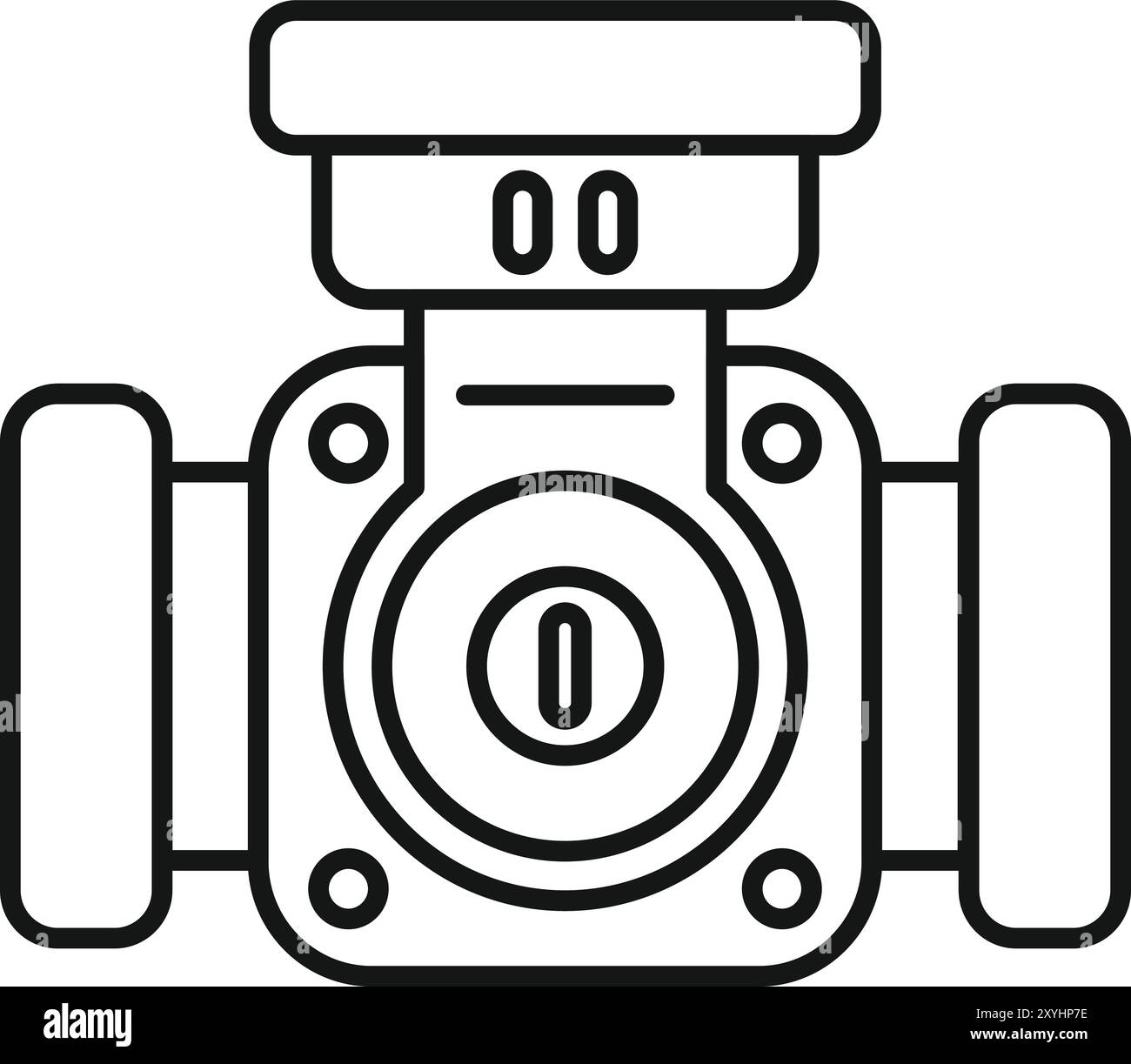 Black and white icon of a water meter, a device used to measure the ...