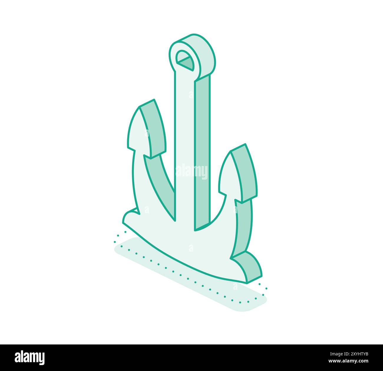 Isometric outline anchor. Vector illustration. Icon isolated on white ...