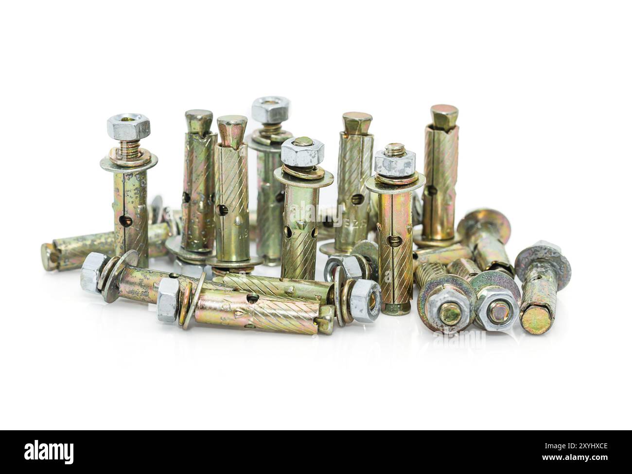 Concrete anchor bolt high strength on white background Stock Photo