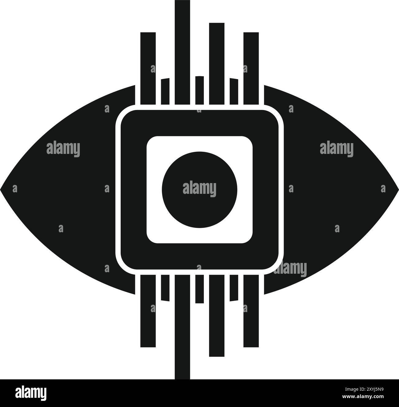 Simple icon representing a digital eye scanning and analyzing system ...