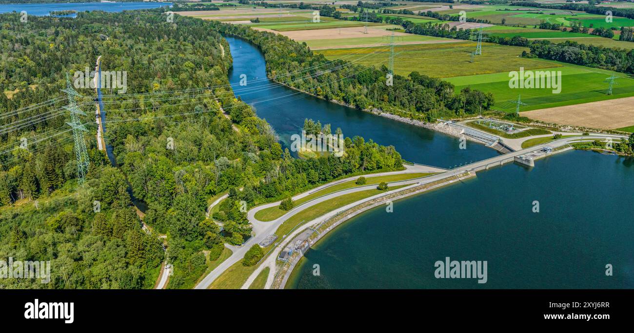 View of the Lech barrage 22 near Unterbergen in Bavarian Swabia Stock ...