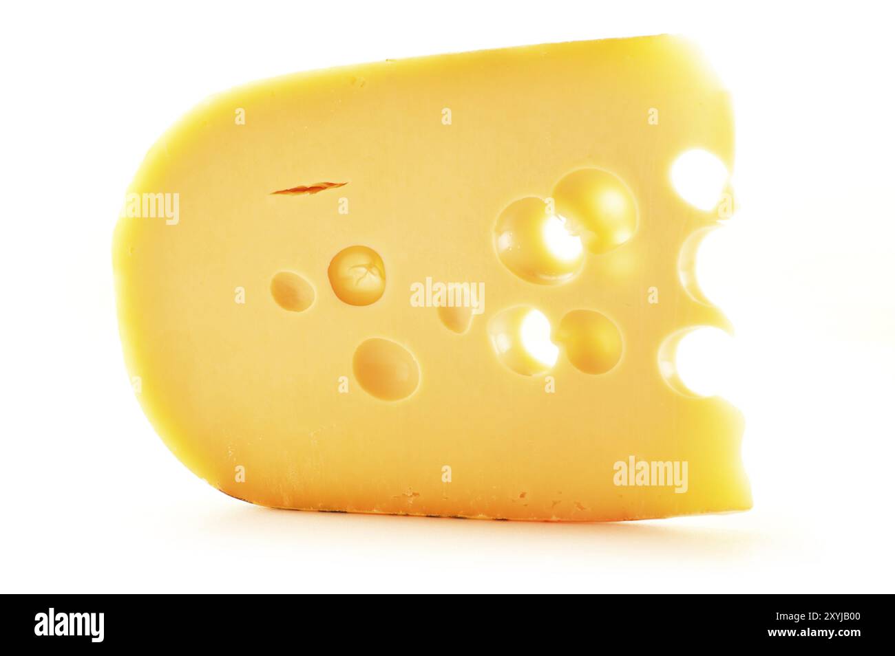 Piece of cheese on white background Stock Photo