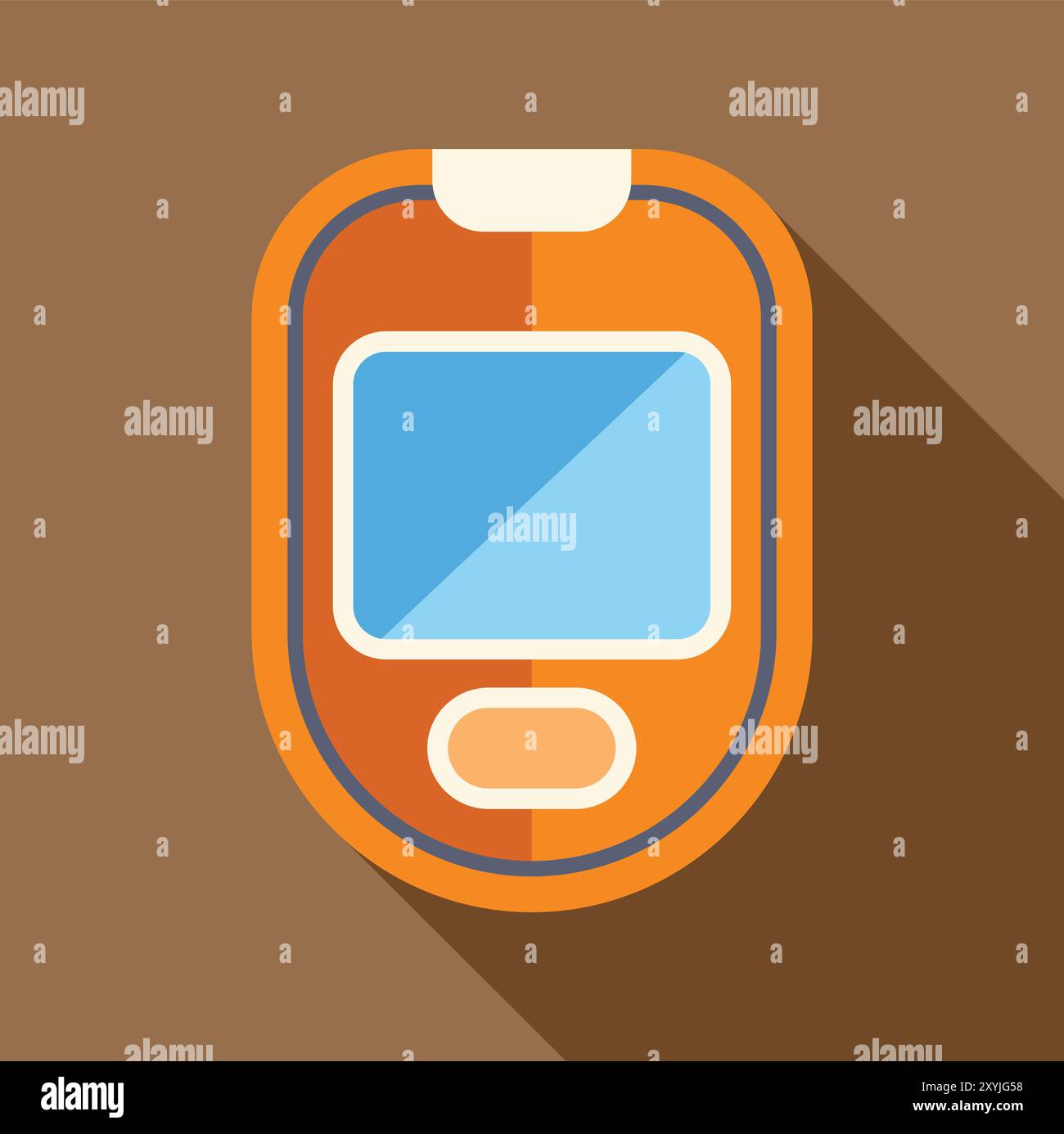 Simple icon of a glucose meter with a large screen, designed in orange ...