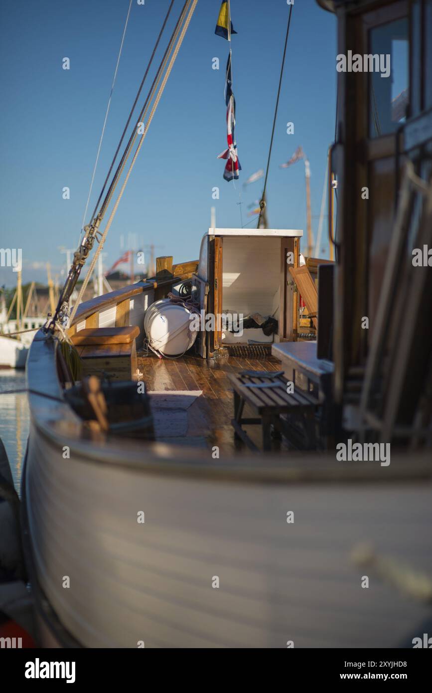 Deck of a vintage wooden fishing boat Stock Photo - Alamy