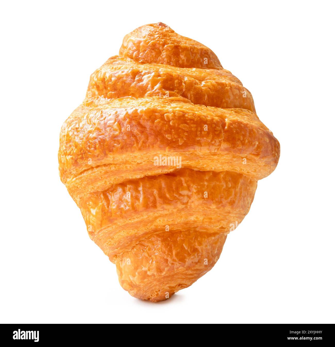 Front view of brown croissants is isolated on white background with ...