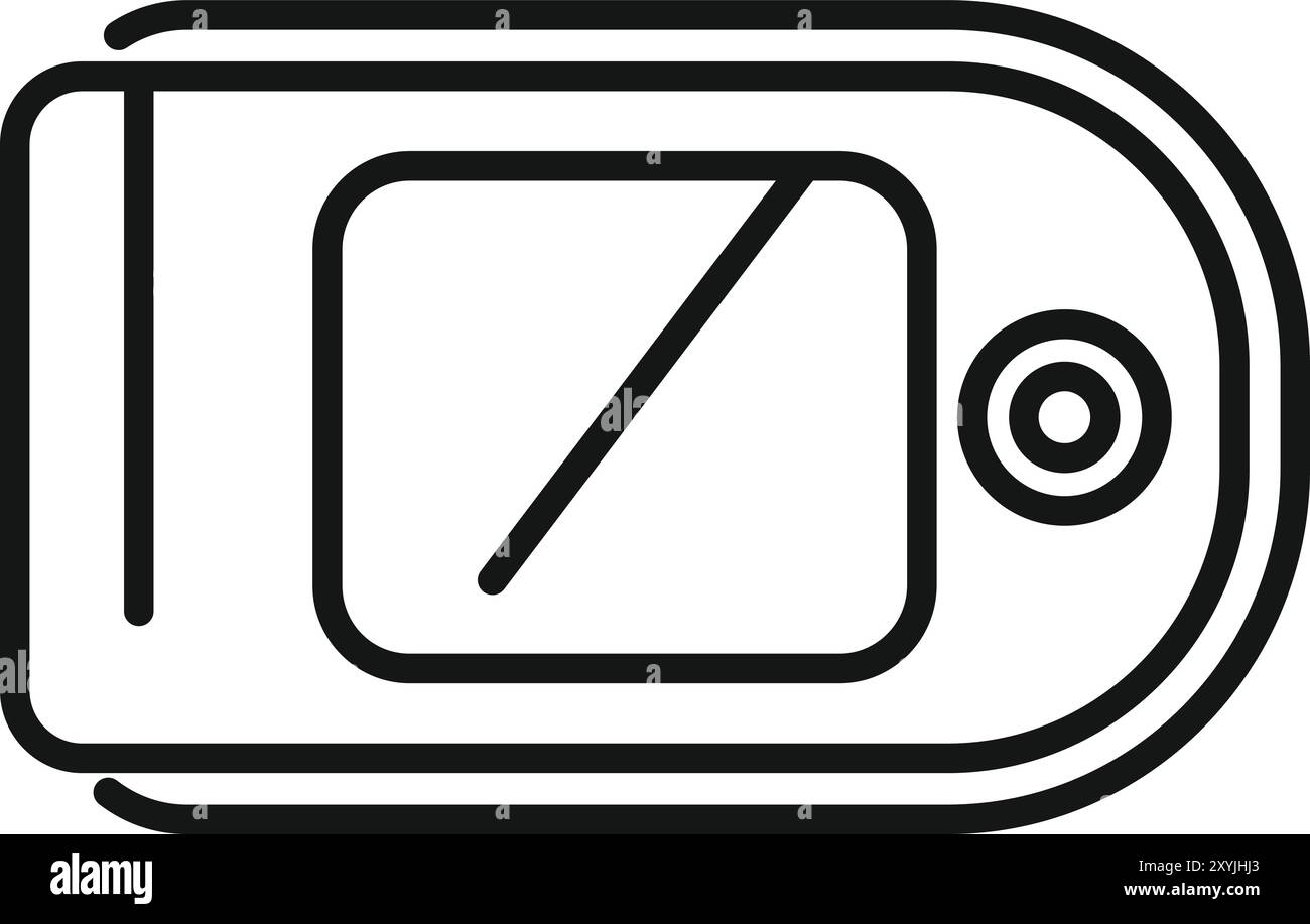 Electronic device showing blood glucose level icon, outline style Stock Vector