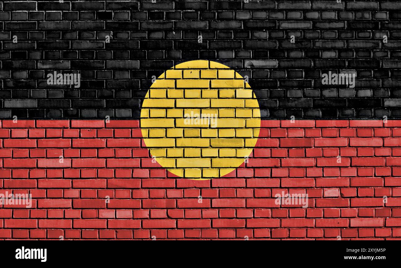 Flag of Australian Aborigina painted on brick wall Stock Photo - Alamy