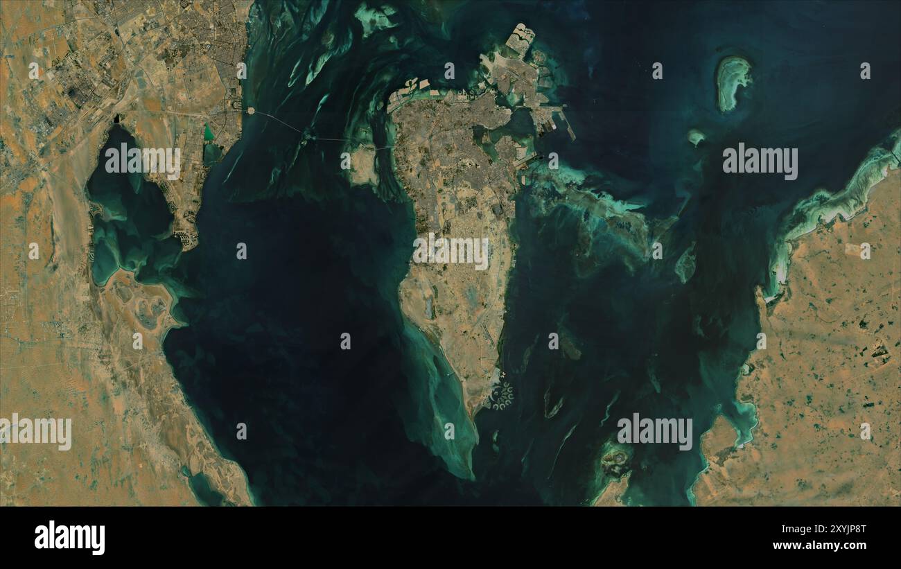 Bahrain Island in the Persian Gulf on a satellite image taken in April ...