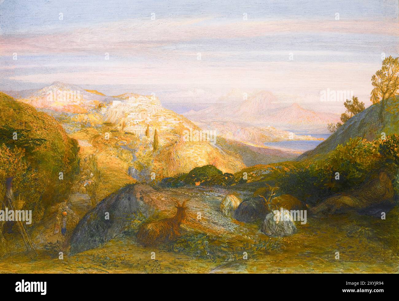 Samuel Palmer, The Near And The Distant, From Southern Italy, landscape painting before 1881 Stock Photo