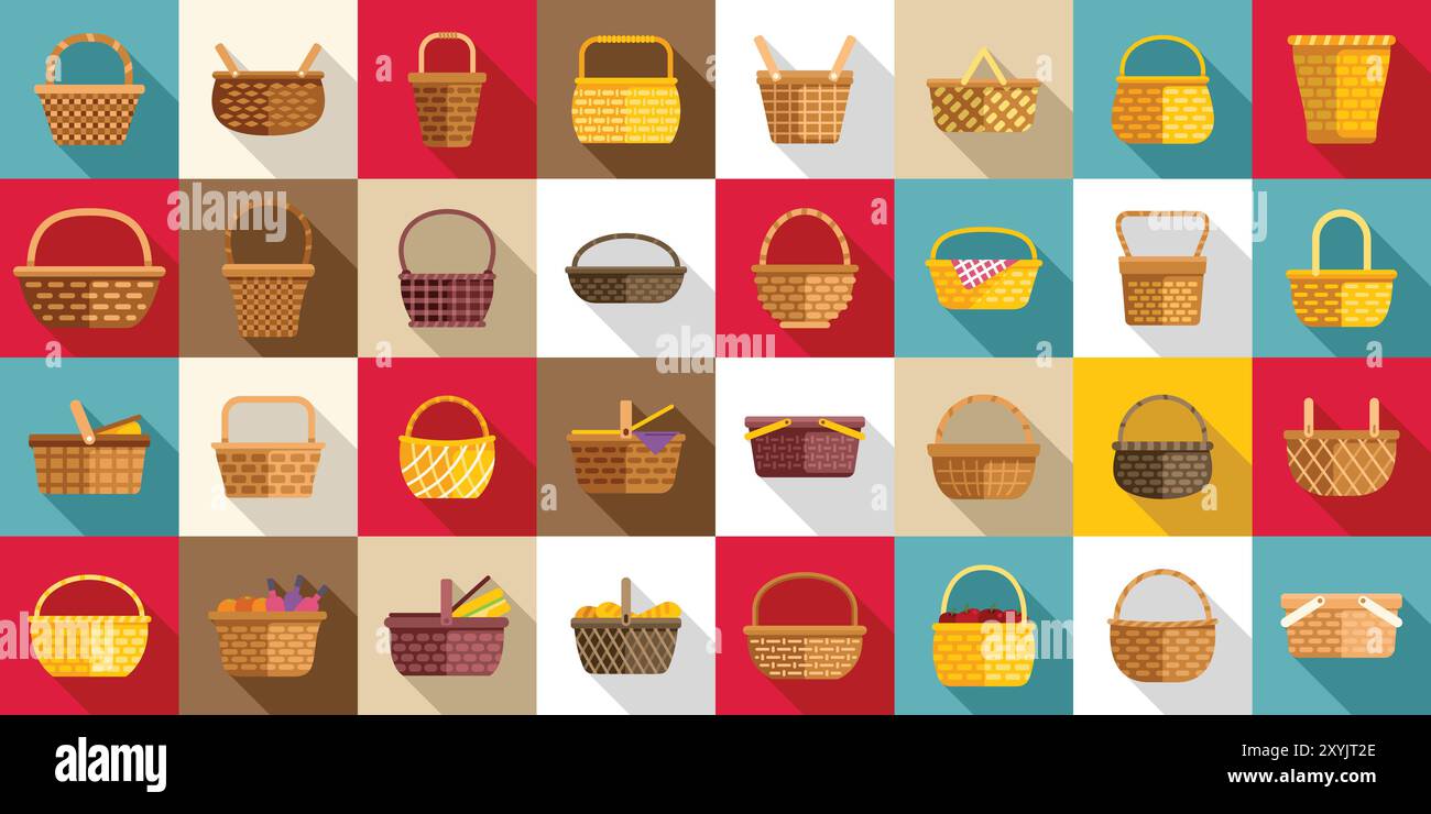 Wicker baskets handmade in Stock Vector Images - Alamy