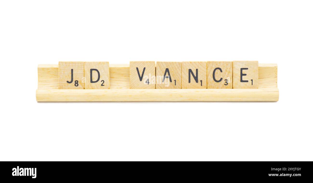 Miami, Florida 8-28-24 J.D. VANCE made with square wooden tile English ...