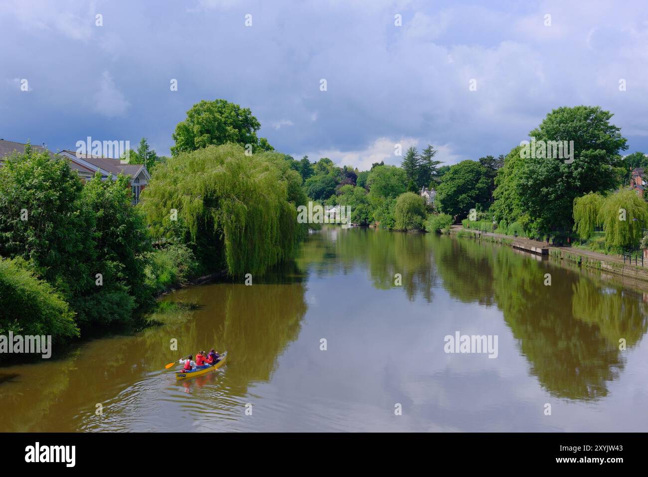 Canoeing down the Severn Stock Photo