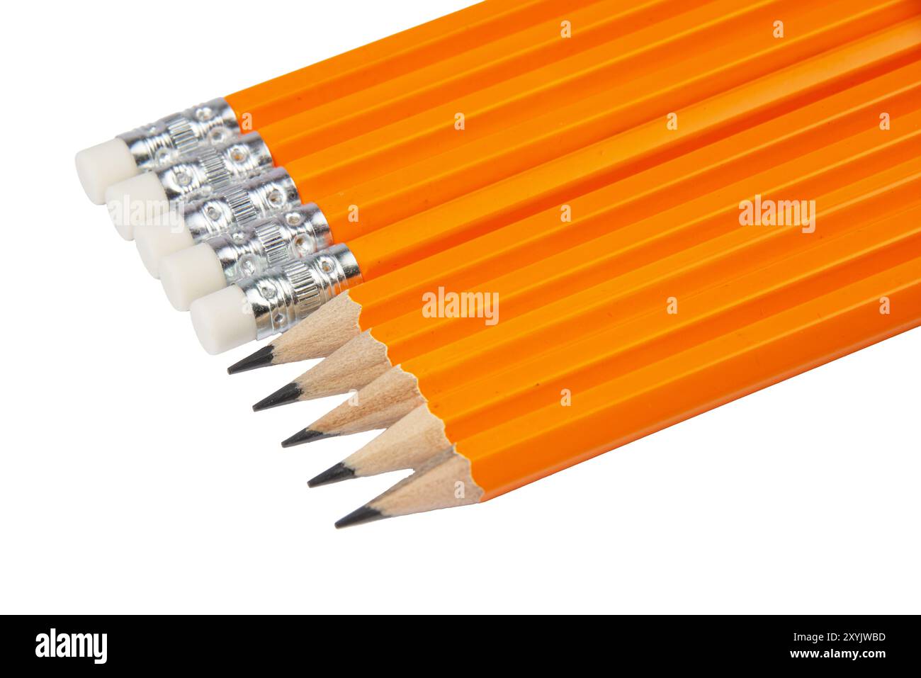 Sharpened graphite pencils isolated on white background Stock Photo