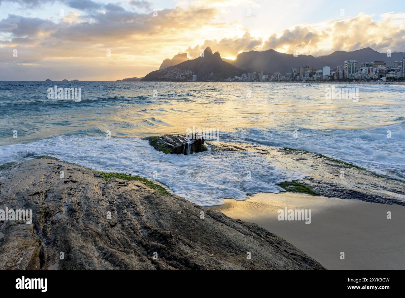 Landscape of the beaches of Arpoador, Ipanema and Leblon in Rio de ...