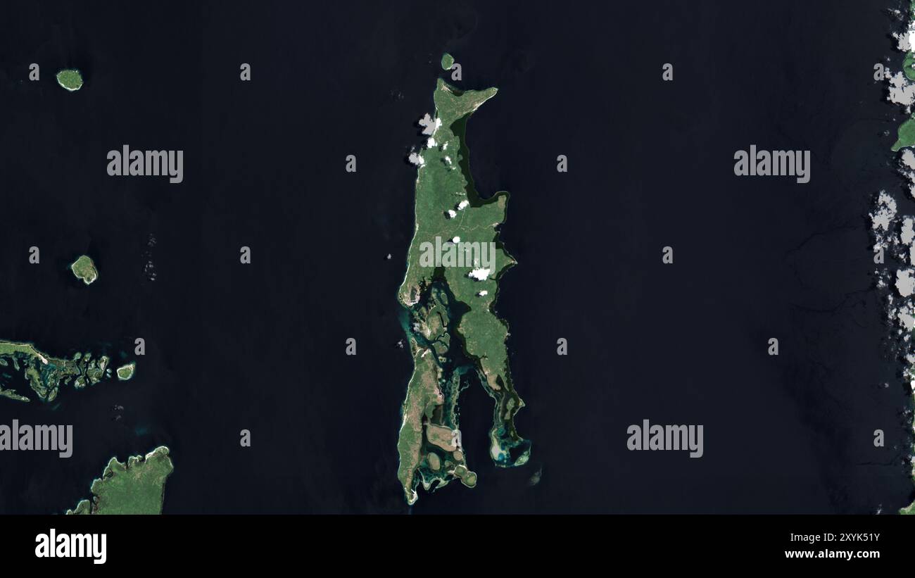 Kayoa Pulau Kayoa in the Molukka Sea on a satellite image taken in September ...