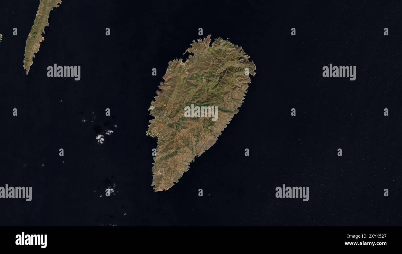 Keea Map Kea Island in the Aegean Sea on a satellite image taken in October 22 ...