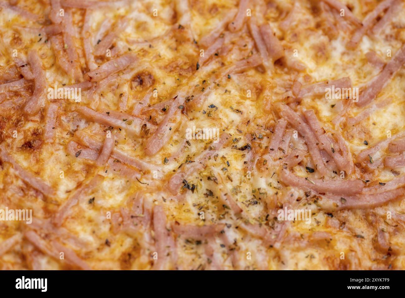 Tasty closeup of a smoking hot pizza Stock Photo