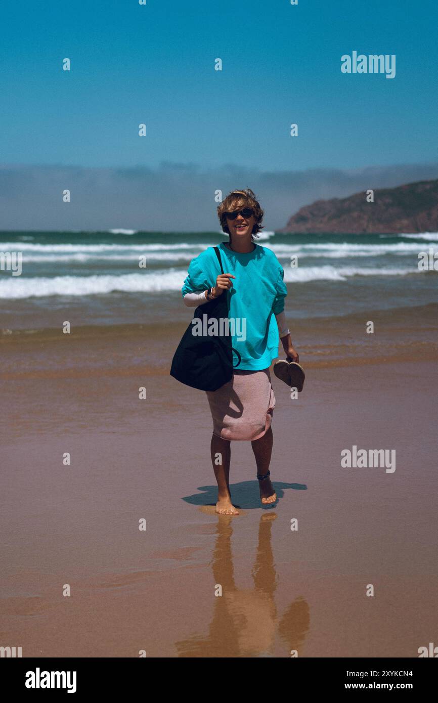 Caucasian woman walks on rocks hi-res stock photography and images - Alamy