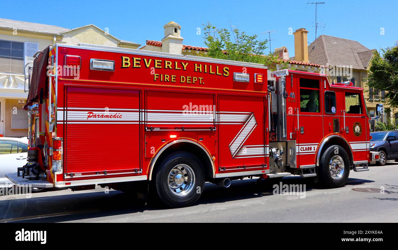 BEVERLY HILLS Fire Department Paramedic truck Stock Photo - Alamy