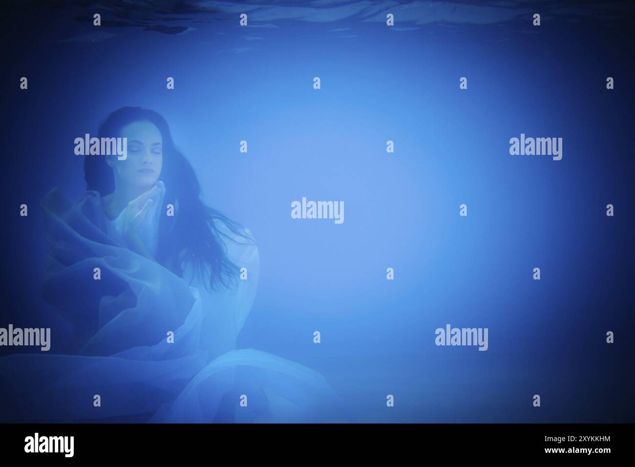 Underwater close up portrait of a woman in swimming pool Stock Photo ...