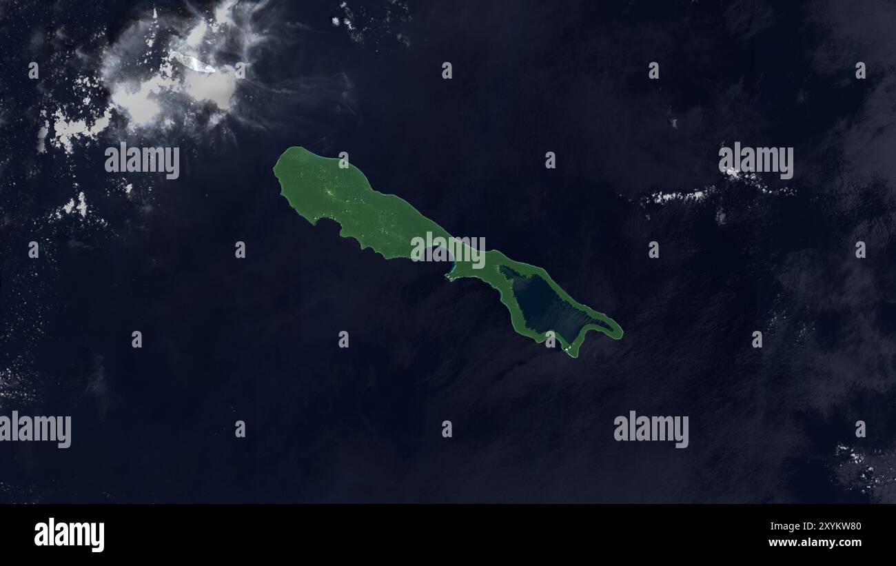 Rennell Island in the Coral Sea on a satellite image taken in January 7 ...