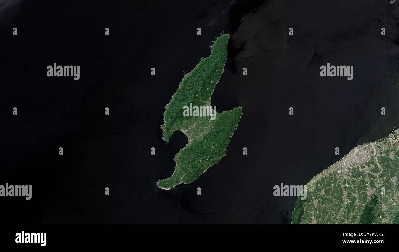 Sadogashima Island In The Japan Sea On A Satellite Image Taken In sadogashima-island-in-the-japan-sea-on-a-satellite-image-taken-in