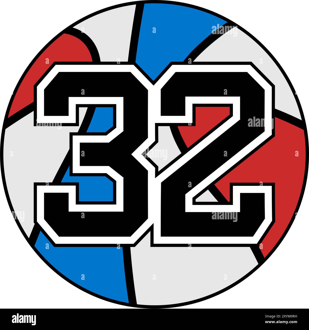 ball of basketball symbol with number 32 Stock Vector
