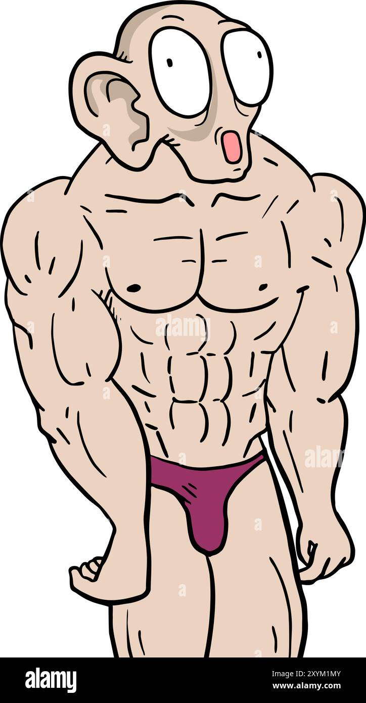 ugly gym man Stock Vector