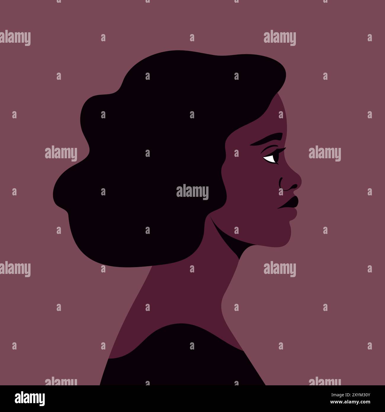 Beautiful African woman profile view portrait. Young female abstract ...