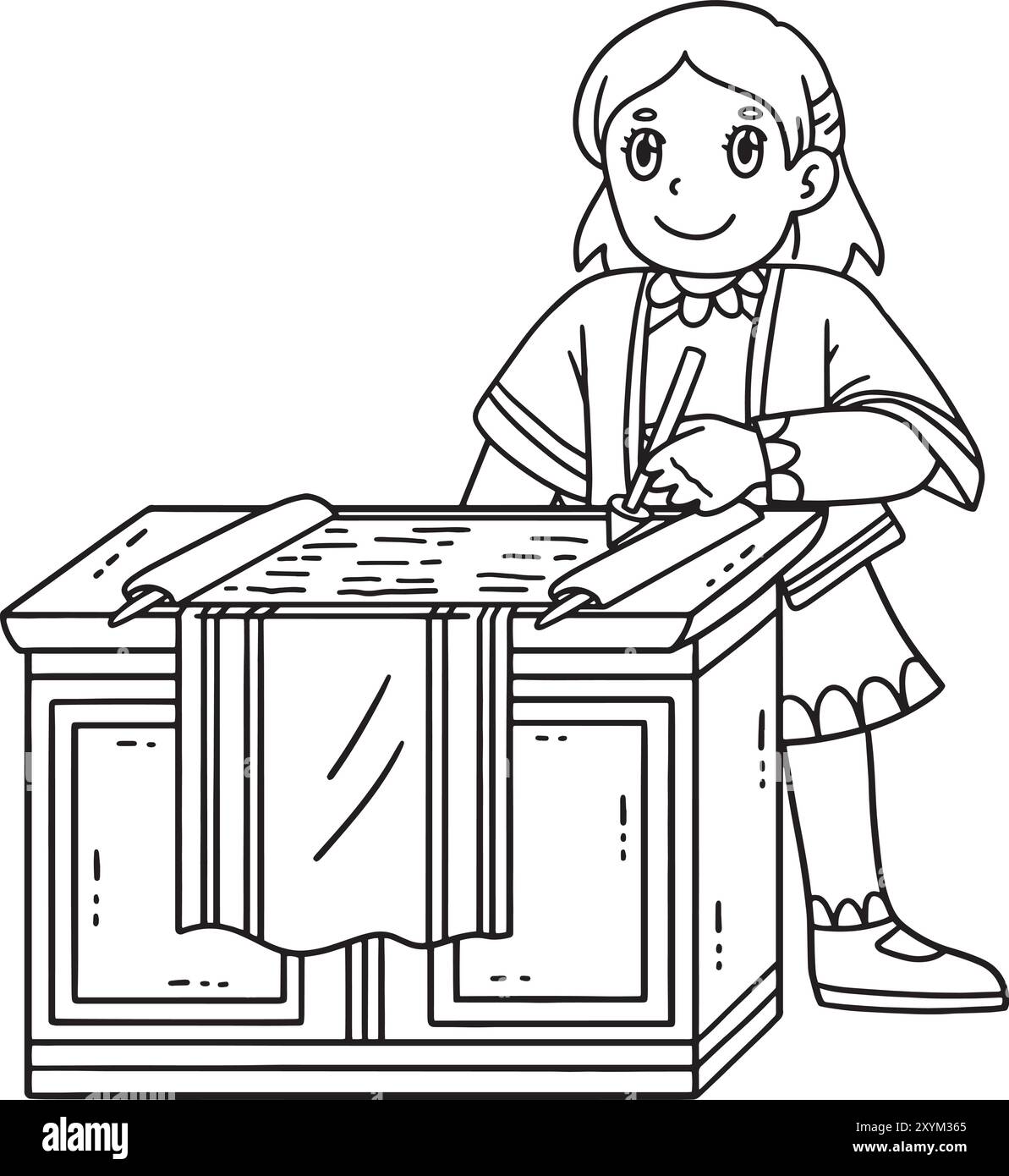 Bat Mitzvah Girl Reading the Torah Isolated Stock Vector Image Art