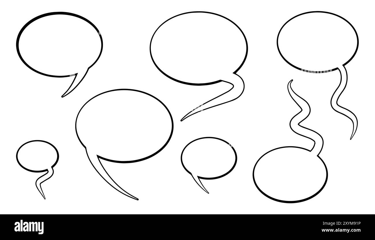 Bubble comic speech set, Doodle chat sticker design. vector ...