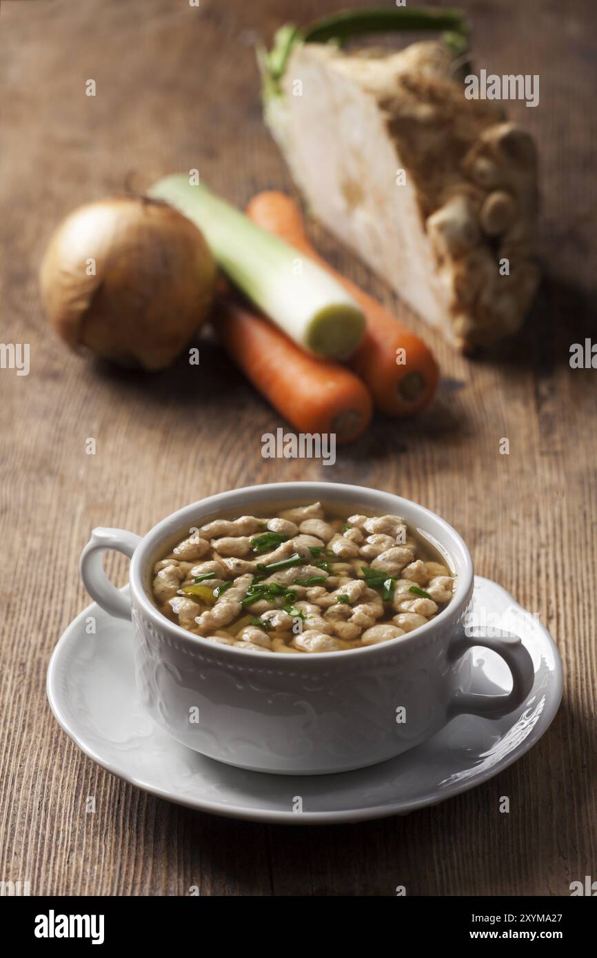 Bavarian fried dumpling soup Stock Photo