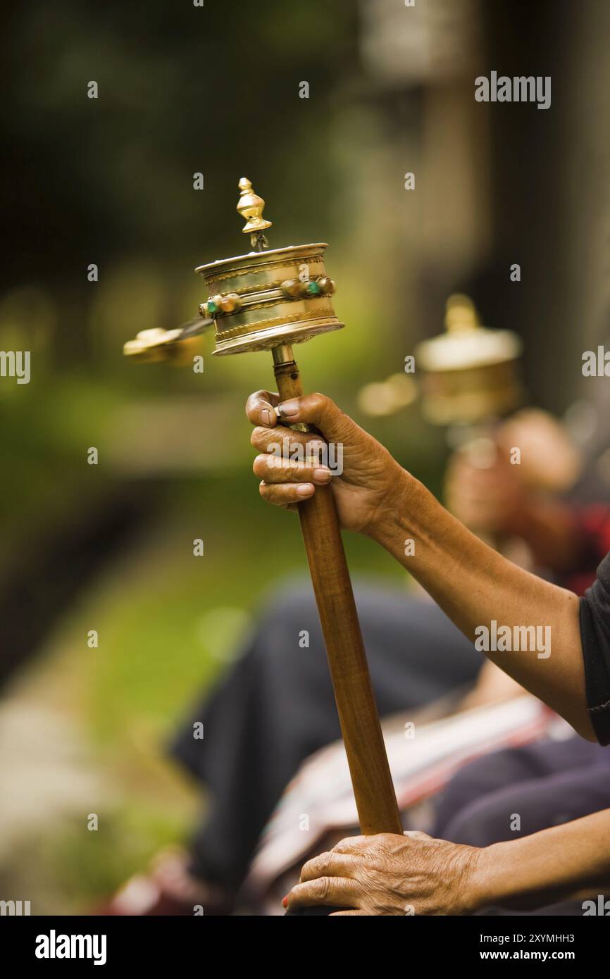 Brass buddhist prayer wheels hi-res stock photography and images - Alamy