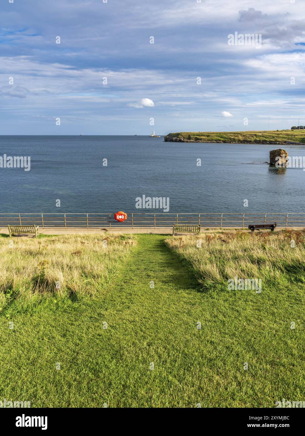 North Sea coast in Collywell Bay, Seaton Sluice in Northumberland, England, UK Stock Photo