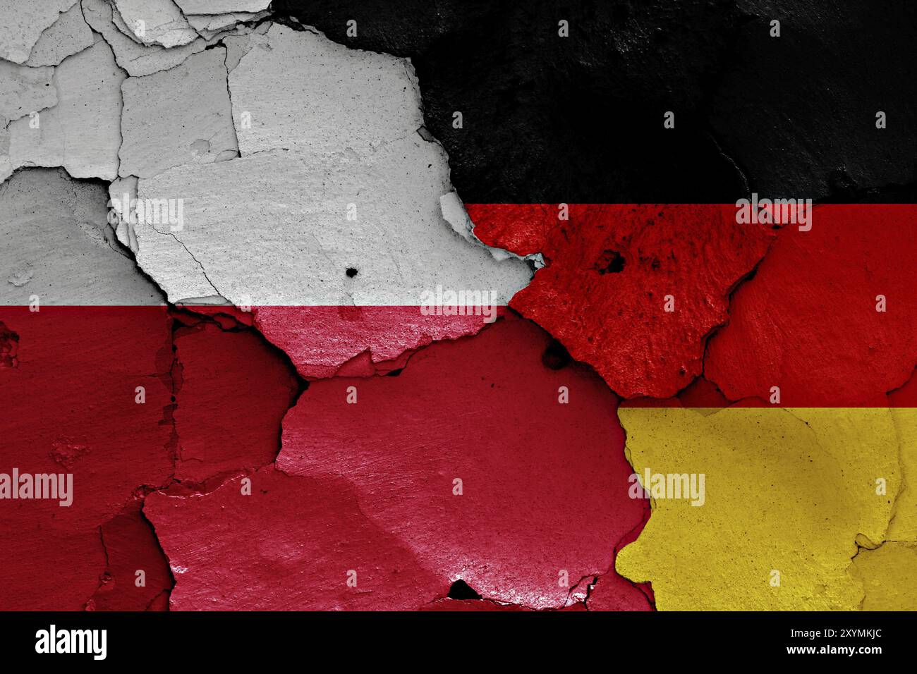 Flags of Poland and Germany painted on cracked wall Stock Photo - Alamy