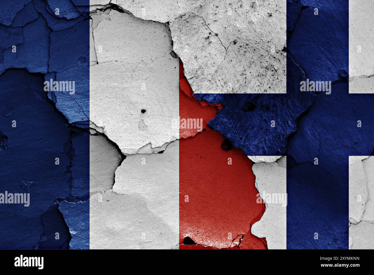 Flags of France and Finland painted on cracked wall Stock Photo - Alamy
