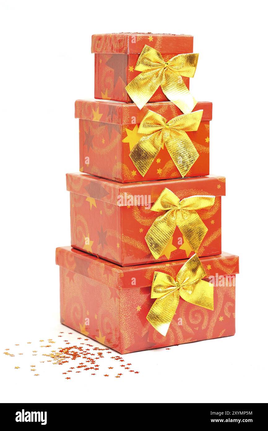 Christmas package in front of a white background Stock Photo