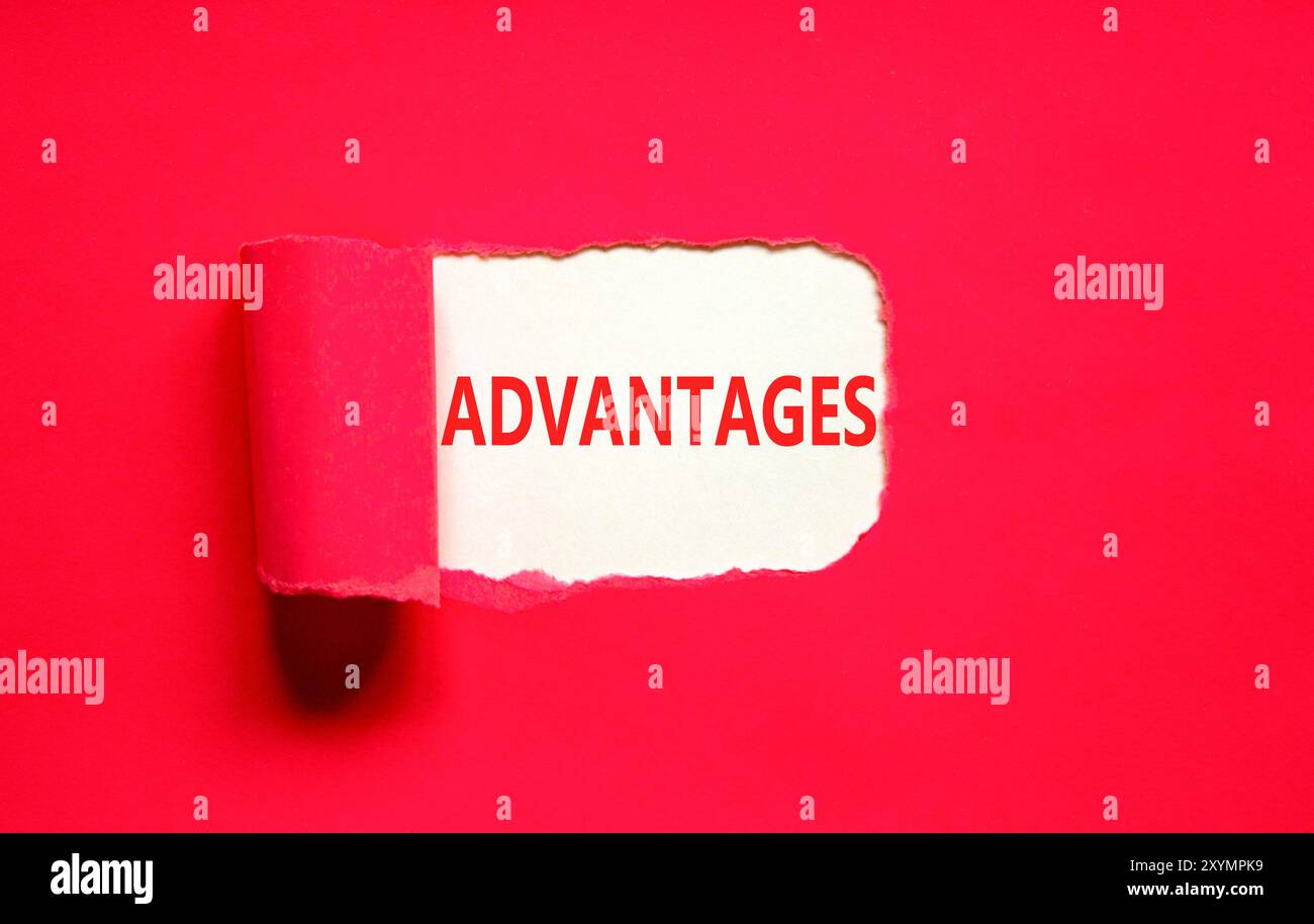 Advantages symbol. Concept word Advantages on beautiful white paper ...