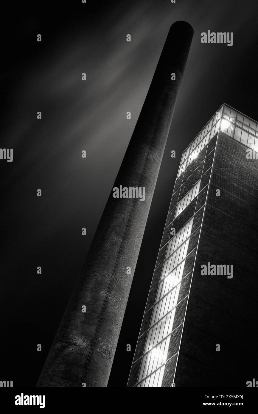 Industrial monument Ruhr area, chimney, high-rise building Stock Photo ...