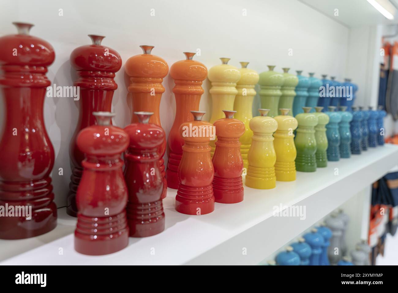 Frankfurt, Germany. 11th Feb 2019. Impressions from the Ambiente trade fair 2019: Le Creuset pepper mill show display Stock Photo