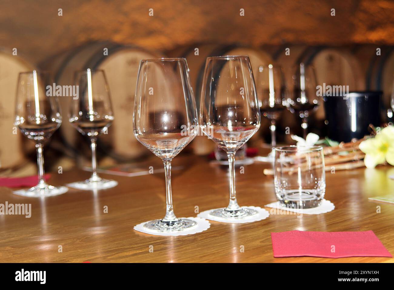 Wine tasting in the wine cellar Stock Photo - Alamy