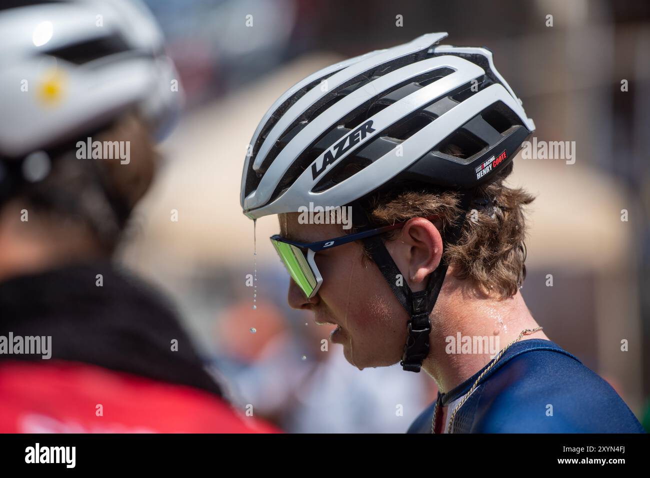 Pal Arinsal, Andorra August 30 2024 Cyclist after the race in the