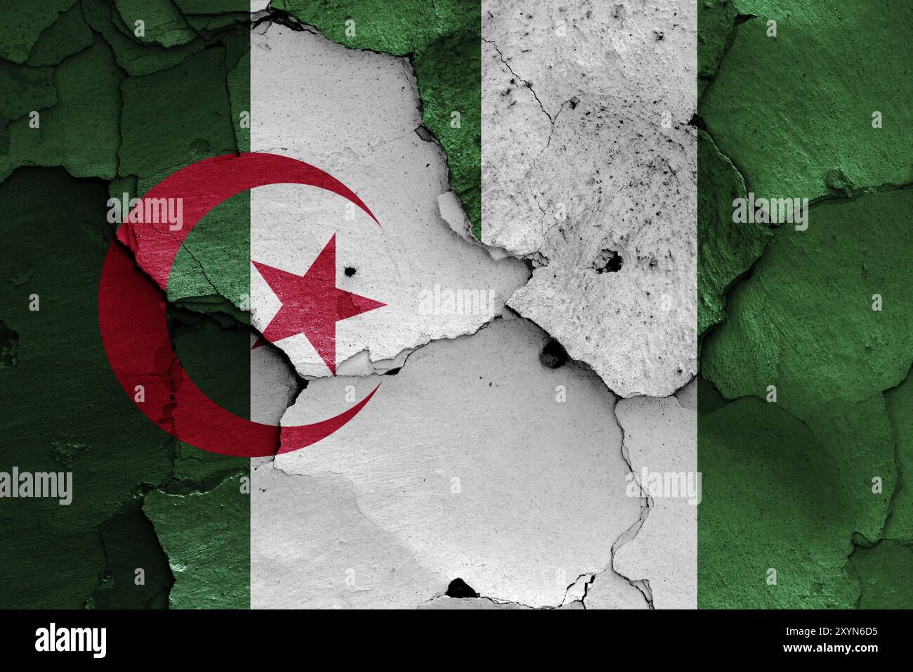 Flags of Algeria and Nigeria painted on cracked wall Stock Photo - Alamy