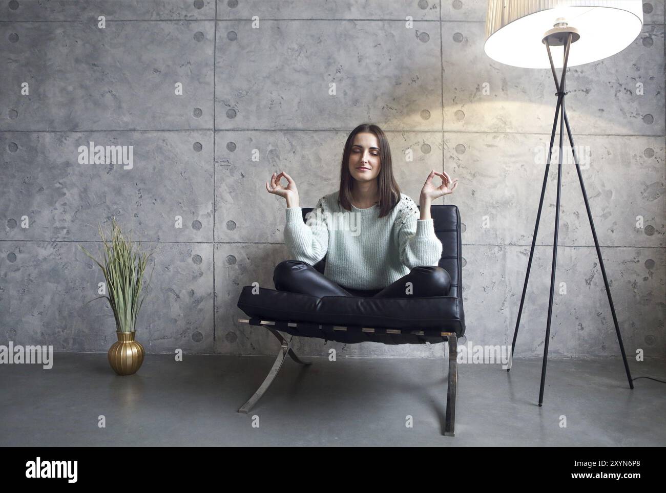 Woman comfortably seated on fitness hi-res stock photography and images ...