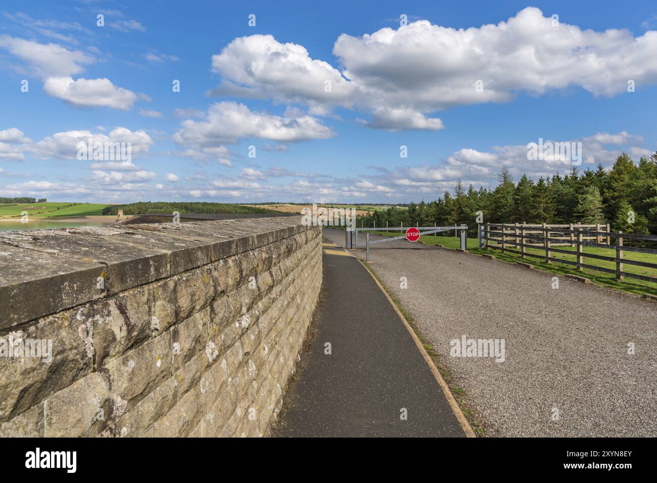 The dam of the Derwent Reservoir, County Durham, England, UK Stock Photo