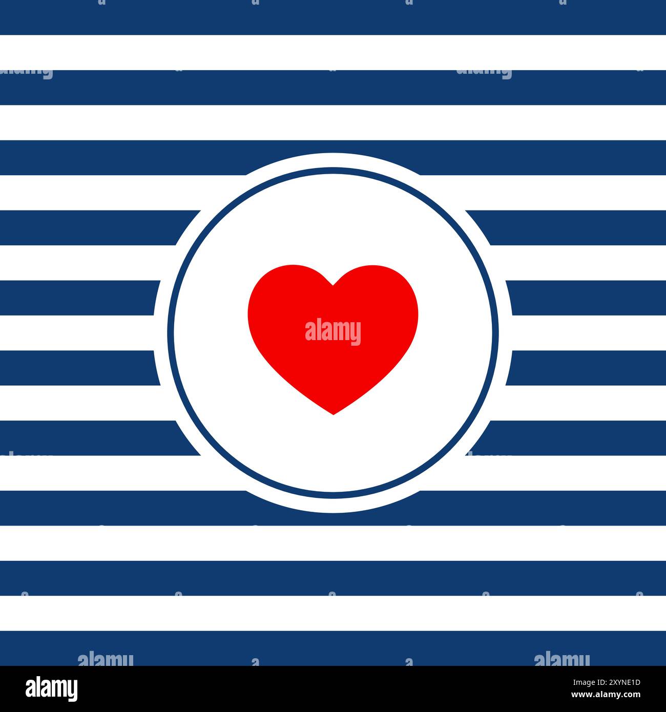 Navy Blue Set with Stripes & Hearts