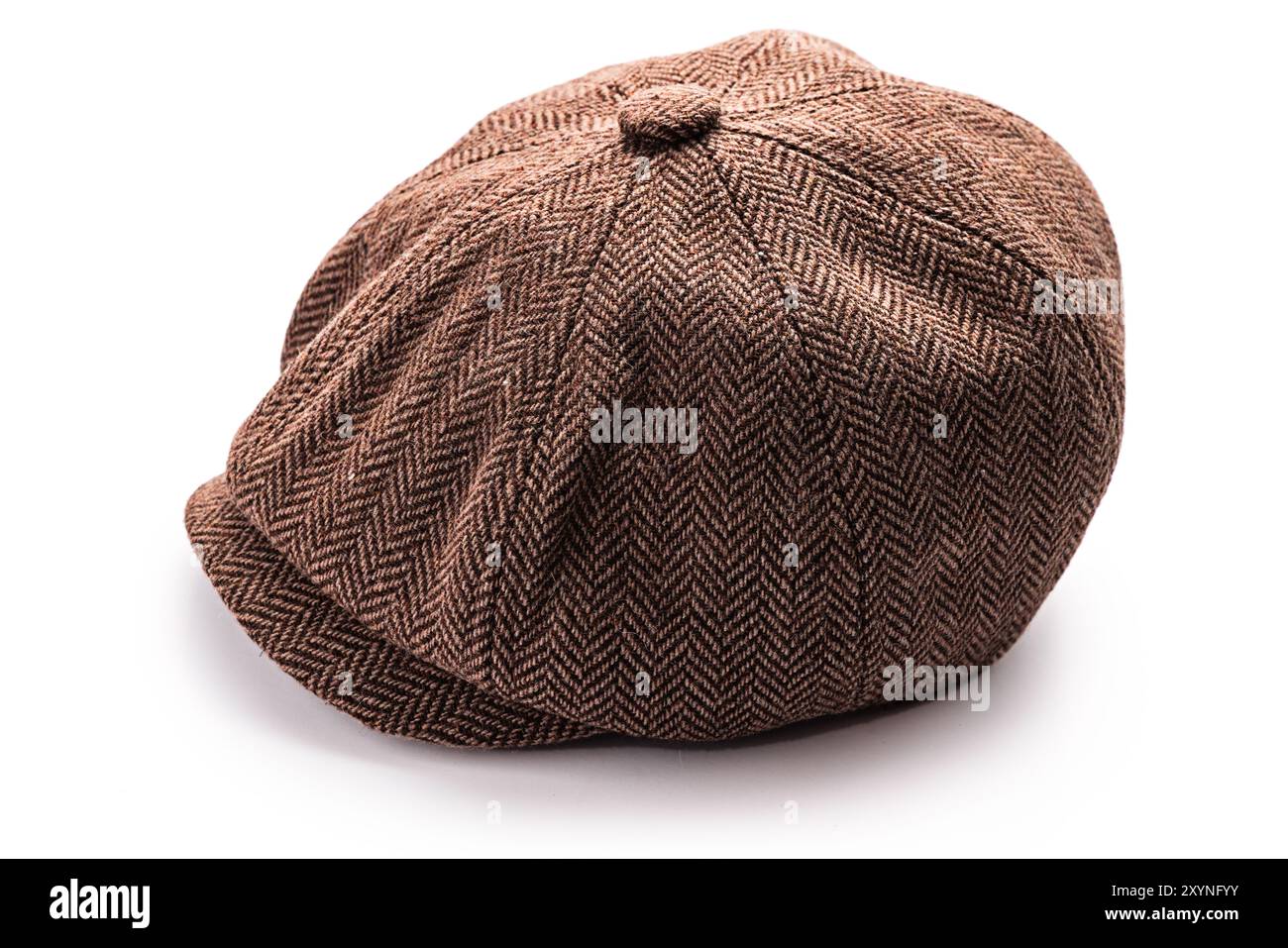 Vintage kids cap, classic retro eight-panel newsboy hat isolated on white background Stock Photo