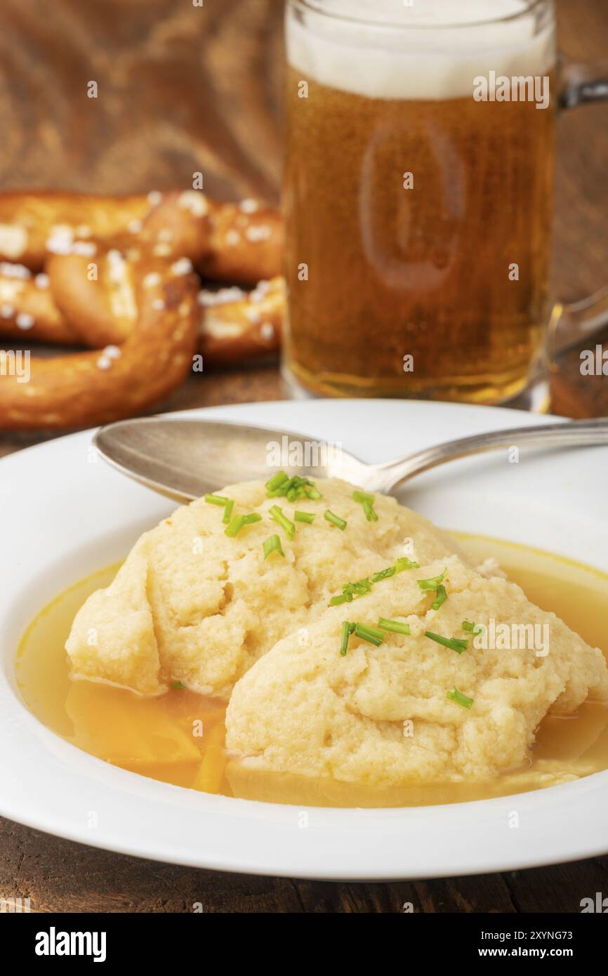 Bavarian semolina dumpling soup Stock Photo