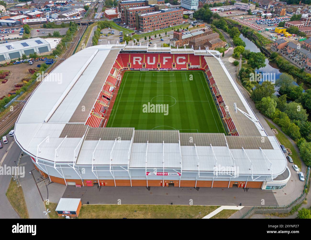 Rotherham United Football Club, Aesseal New York Stadium. Aerial Image.16th August 2024. Stock Photo