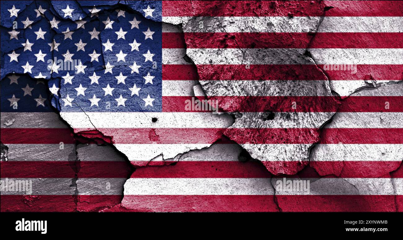 Flag of USA painted on cracked wall Stock Photo - Alamy